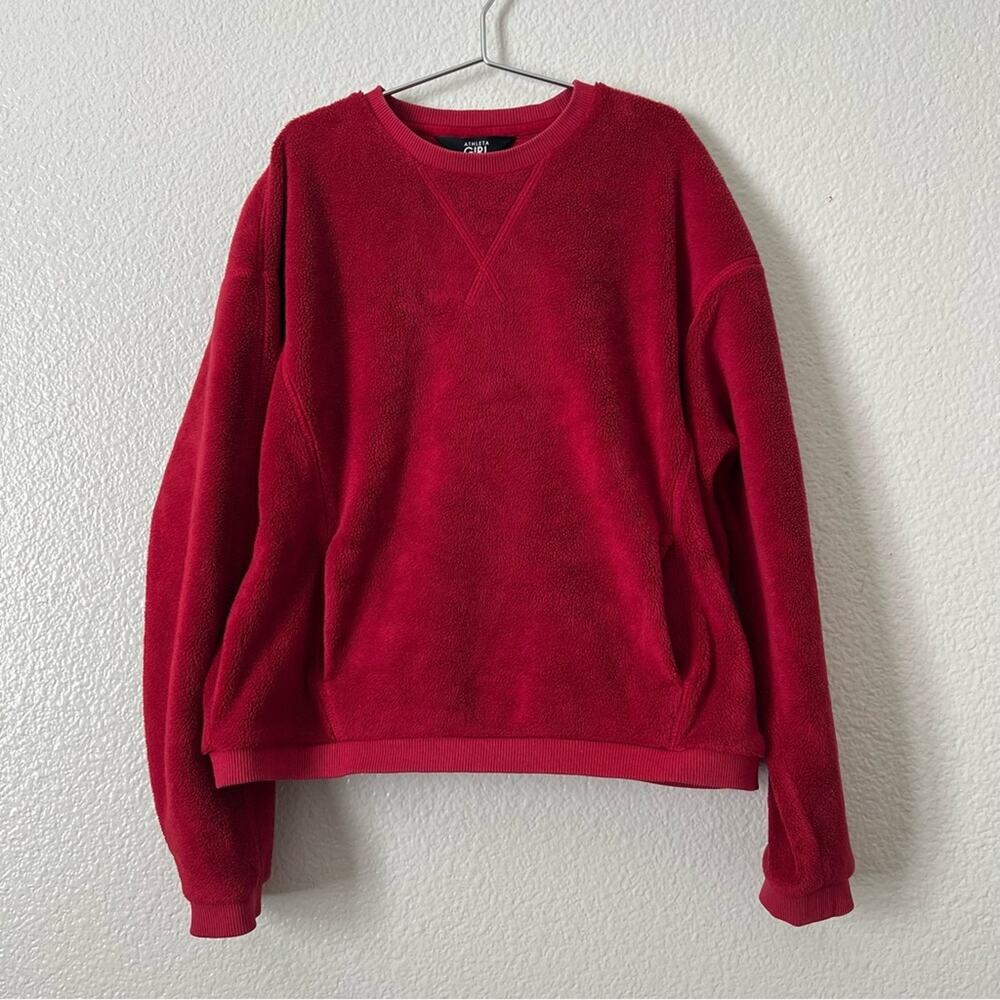 Athleta Girl Feelin ' Great 2.0 Sweatshirt Candy Red plush